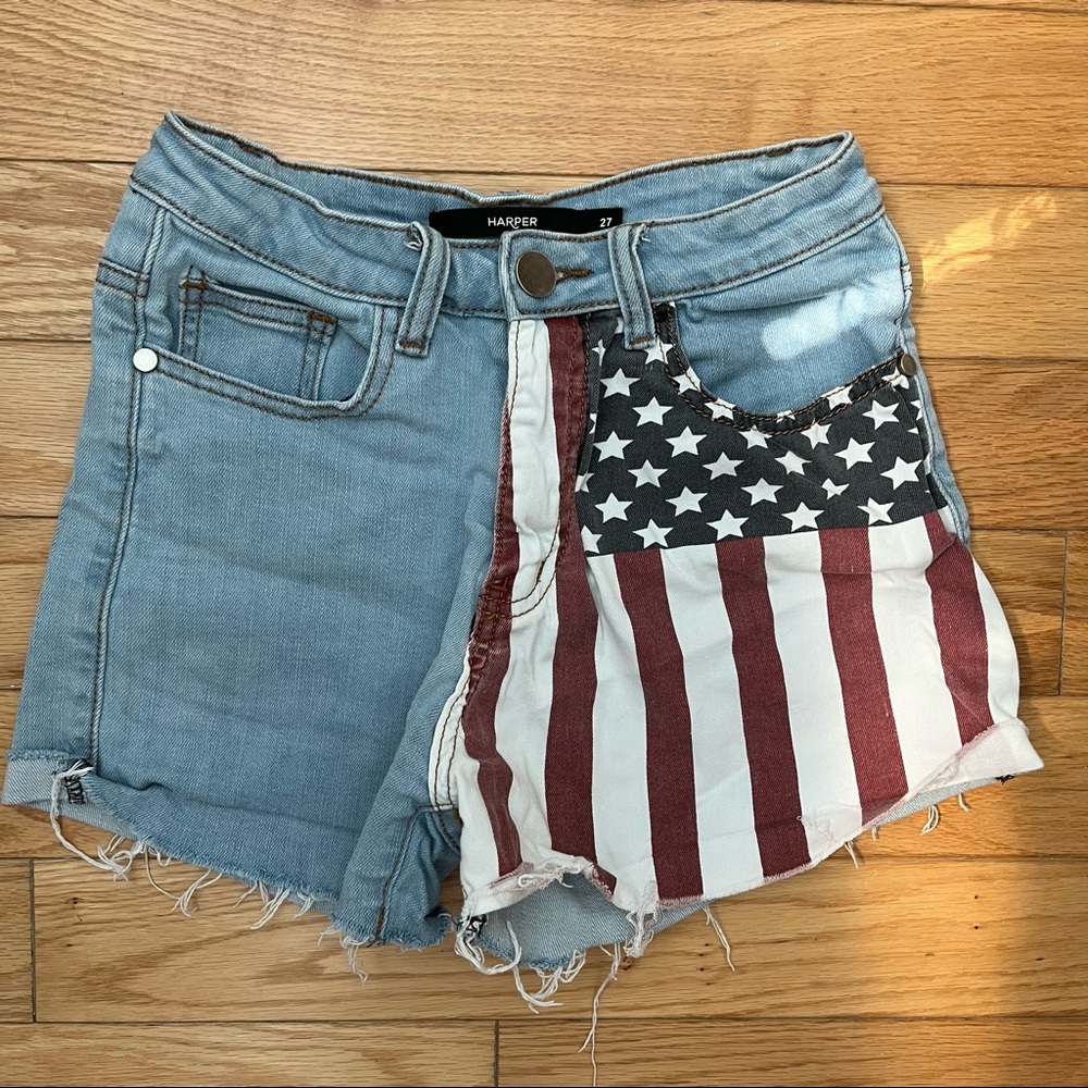 Harper American Flag Jean Shorts